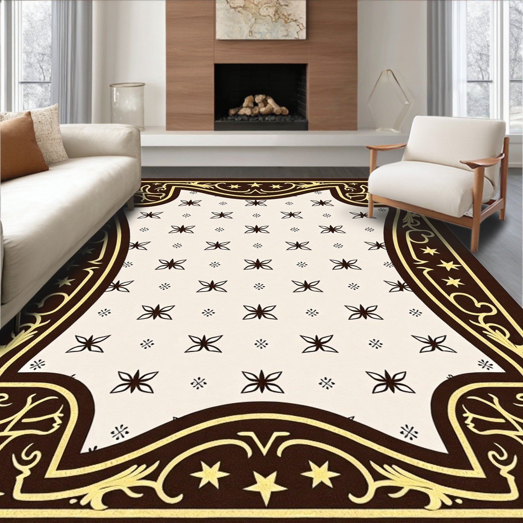 Chocolate Star Flourished Medallion Rug