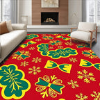 Christmas Red Teal Yellow Elements Rug