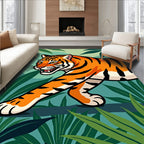 Vibrant Orange Tiger Tropical Jungle Rug