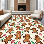Happy Gingerbread Man Christmas Garland Rug