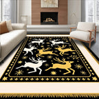 Golden Swift Deer Starry Black Background Rug