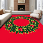 Classic Holly Berry Wreath Green Red Rug