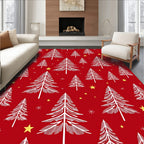 Red White Spruce Forest Stars Rug