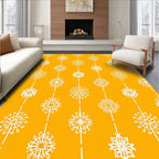 White Sunburst Medallion Vertical Stripe Rug