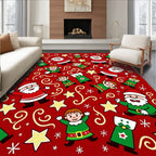 Jolly Santa Elves Yellow Bird Stars Rug