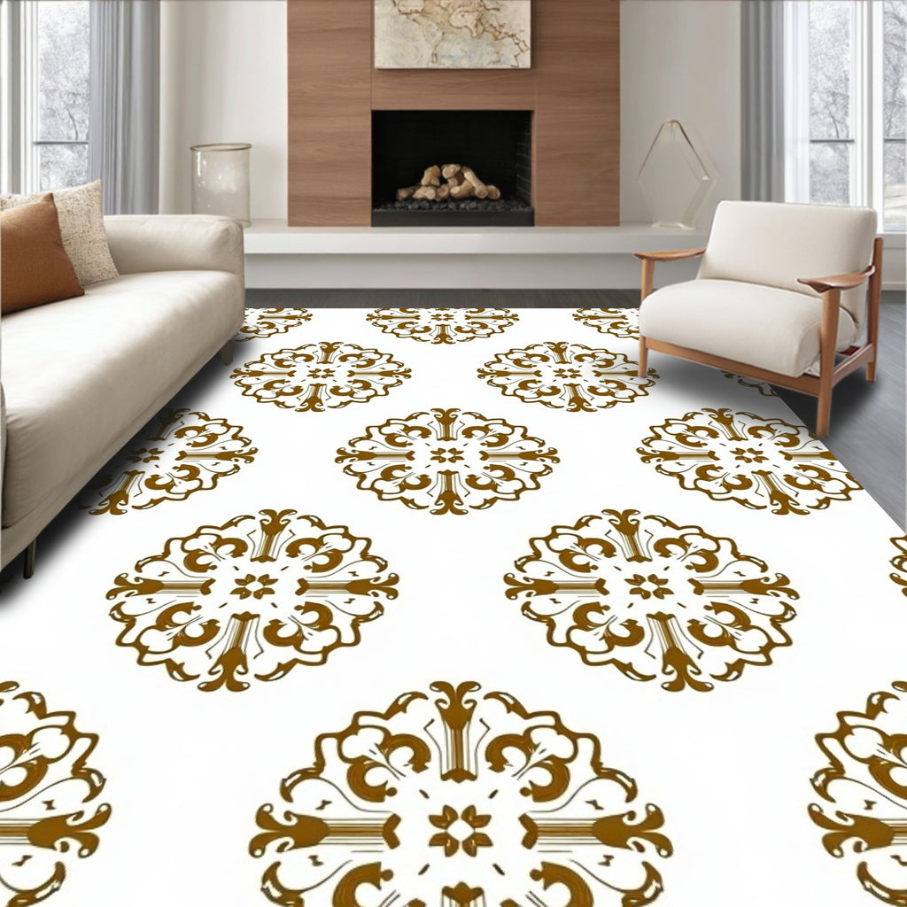 Ornate Brown Medallion Symmetry Rug