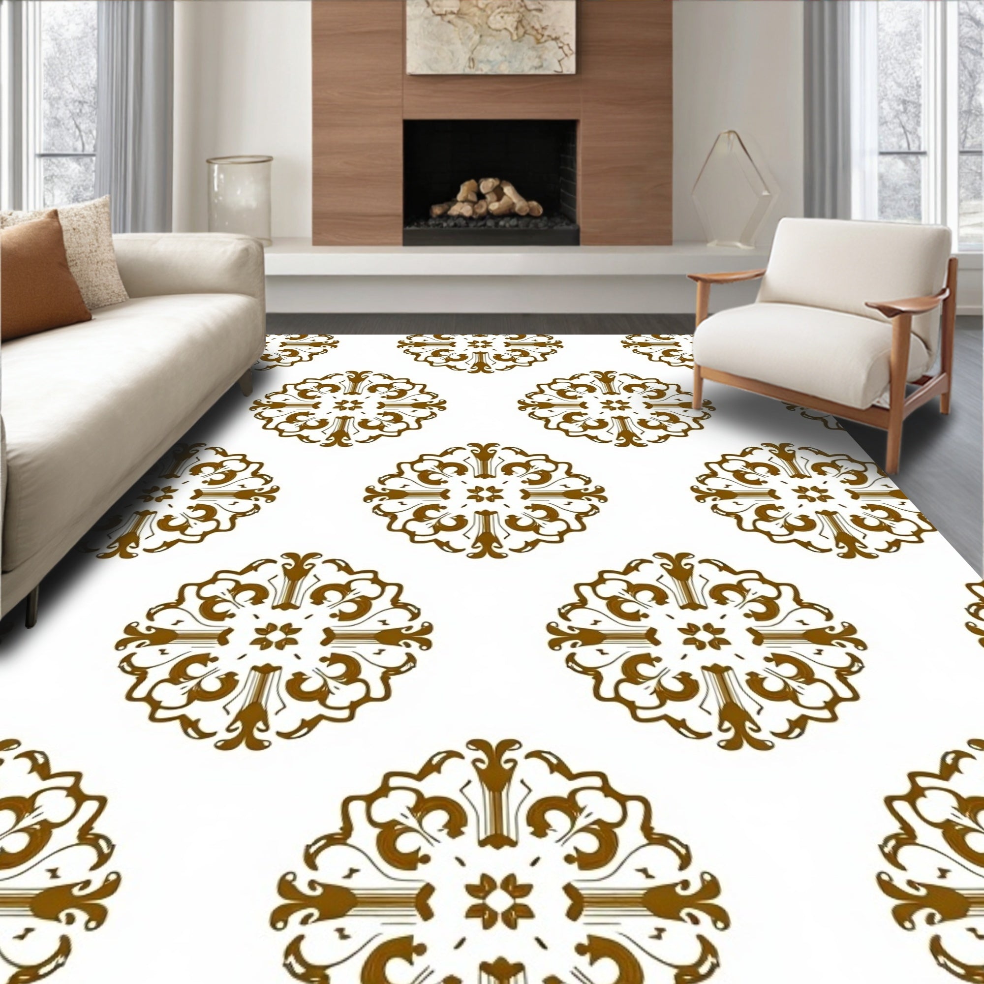Ornate Brown Medallion Symmetry Rug