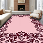 Rich Burgundy Floral Vine Border Rug