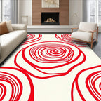 Vibrant Red Swirl Floral Rug
