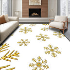 Golden Snowflake Winter Cluster Rug