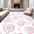 Salmon Pink Swirl Snowflake Medallion Rug