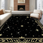 Golden Starry Night Celestial Border Rug