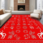 Global Red Primitive Animal Medallion Rug