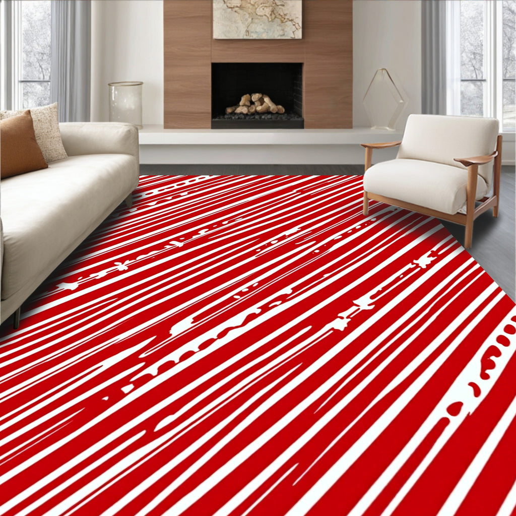 Bold Red Diagonal Stripe Ribbons Rug