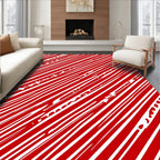 Bold Red Diagonal Stripe Ribbons Rug