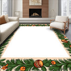Festive Green Pine Garland Ornaments Rug