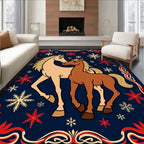 Two Horses Amidst Snowflakes Rug
