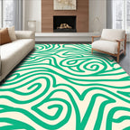 Emerald Swirl Abstract Waves Rug