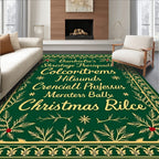 Festive Green Gold Holly Border Rug