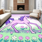 Pink Unicorn Amongst Pink Flowers Rug