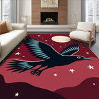 Crimson Night Sky Crow Moon Stars Rug