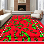 Lively Red Green Swirls Rug