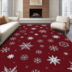 Deep Red Snowflake Scatter Rug