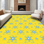 Bright Yellow Blue Starburst Medallion Rug