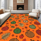 Orange Festive Ornaments Leafy Garland Rug