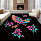 Vibrant Pink Teal Bird Floral Scatter Rug