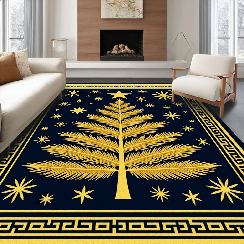 Golden Palm Tree Starry Night Rug