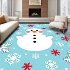 Whimsical Snowman Snowflake Snowscape Rug