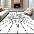 Radiant Sunburst Centerpiece Line Art Rug