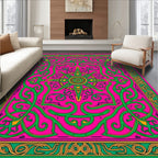 Vibrant Hot Pink Green Starburst Rug