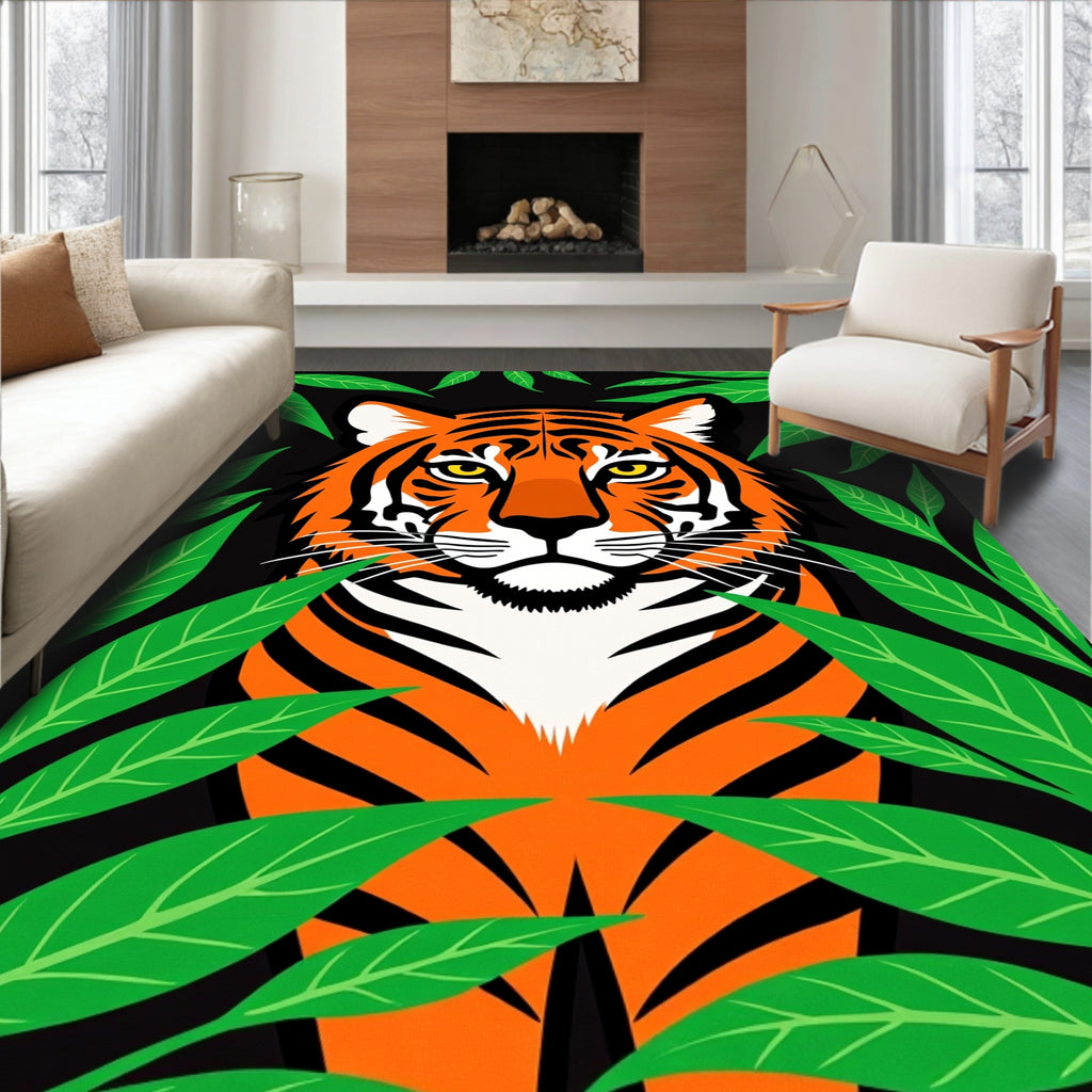 Vibrant Tiger Tropical Greenery Rug
