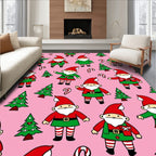 Pink Holiday Gnome Candy Cane Trees Rug