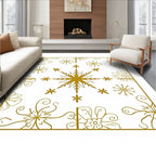 Golden Snowflake Scatter Medallion Rug