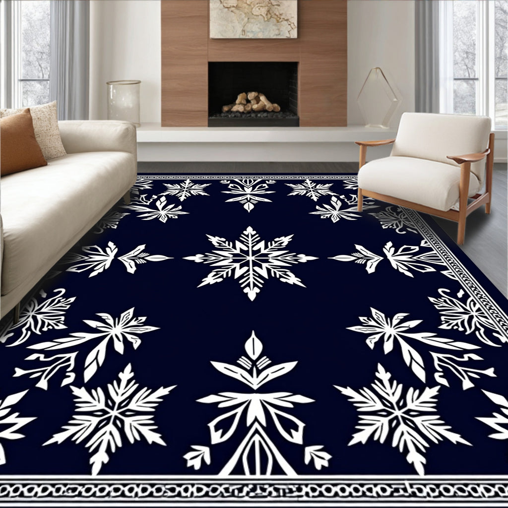 Midnight Snowflake Ornamental Frame Rug