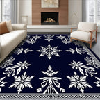 Midnight Snowflake Ornamental Frame Rug