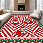 Cheery red Santa claus holiday border Rug