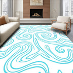 Turquoise Swirl Abstract Flow Rug
