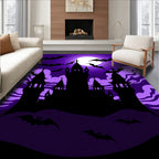 Purple Spooky Castle Bats Night Rug