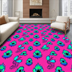 Vibrant Teal Feather Eyeburst Rug