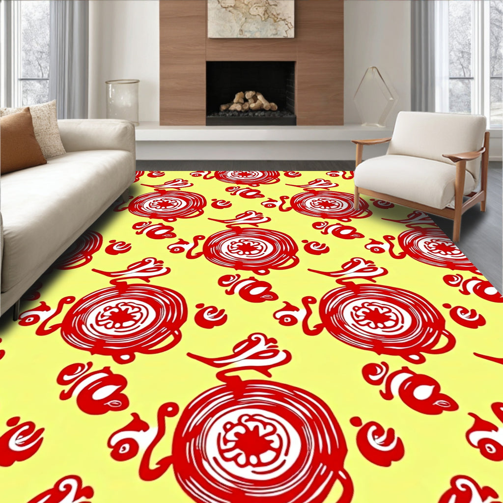 Vintage Red Swirl Medallion Repeat Rug