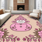 Enchanting Pink Floral Gnomes Rug
