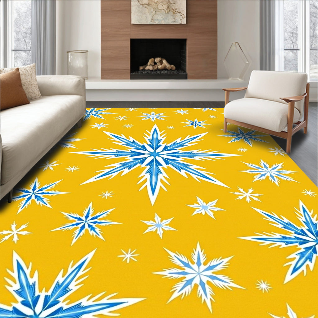 Blue Iceflake Sunburst Scatter Rug