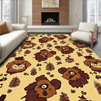 Brown Cartoon Dog Creatures Ferns Rug