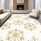 Golden Snowflake Scattered Pattern Rug