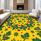 Golden Yellow Holly Berry Mandala Rug