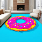 Whimsical Pink Sprinkles Donut Rug